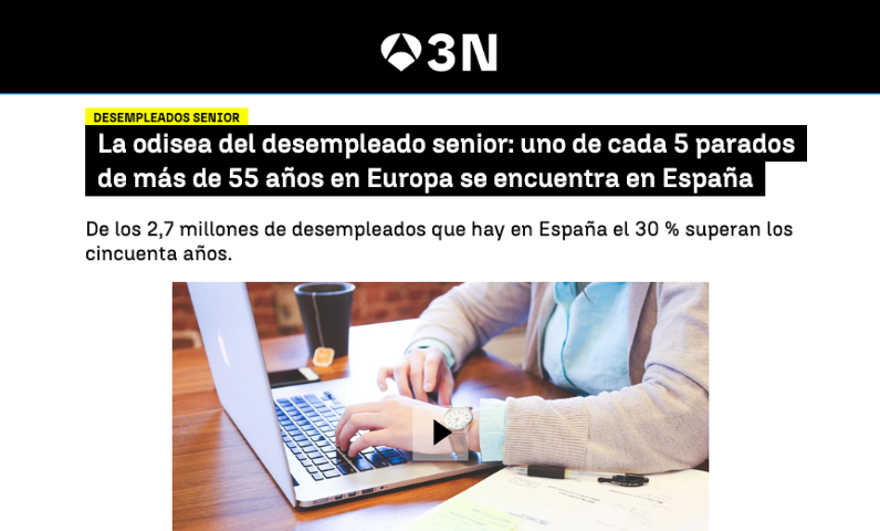 Antena 3 Noticias – La odisea del desempleado senior: uno de cada 5 parados de más de 55 años en Europa se encuentra en España