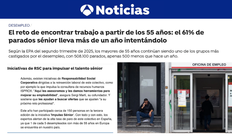 Antena 3 Noticias – El reto de encontrar trabajo a partir de los 55 años: el 61% de parados sénior lleva más de un año intentándolo