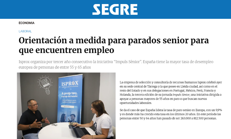 SEGRE – Orientación a medida para parados senior para que encuentren empleo