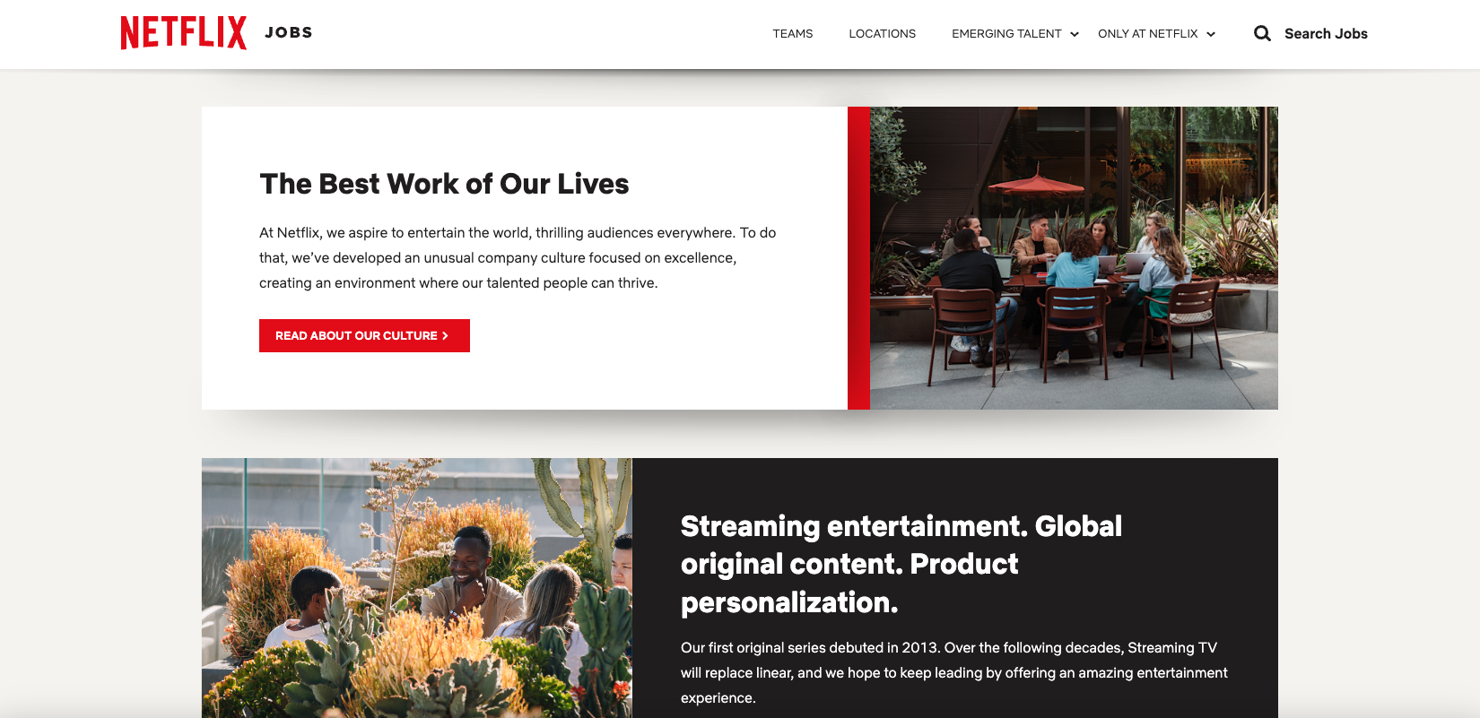 Imagem do site de Netflix Jobs