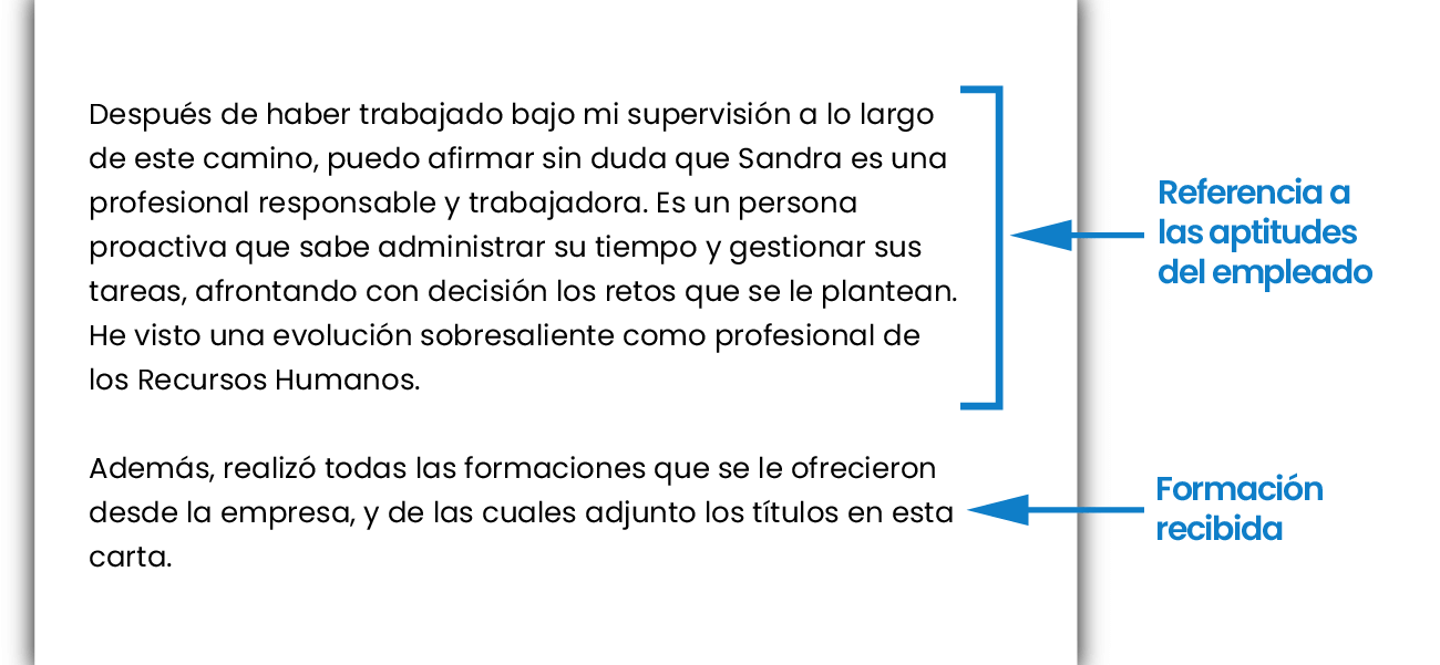 Imagen con un modelo del centro de una carta recomendación