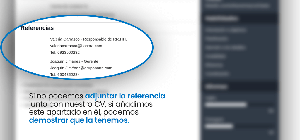 Imagen de cómo adjuntar referencias en un CV