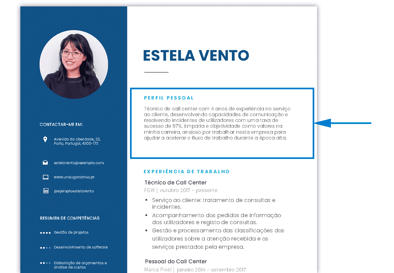 Exemplo 2: PERFIL PESSOAL